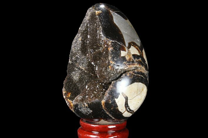 Septarian Dragon Egg Geode - Black Crystals #83176